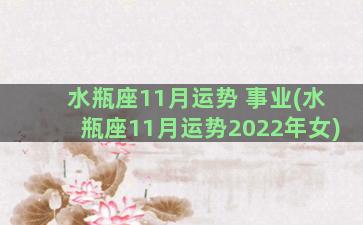 水瓶座11月运势 事业(水瓶座11月运势2022年女)